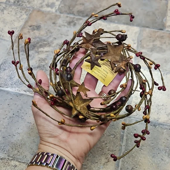 Primitive Country Cabin Pip Berry Candle Ring Wreaths BNWT - Picture 3 of 6